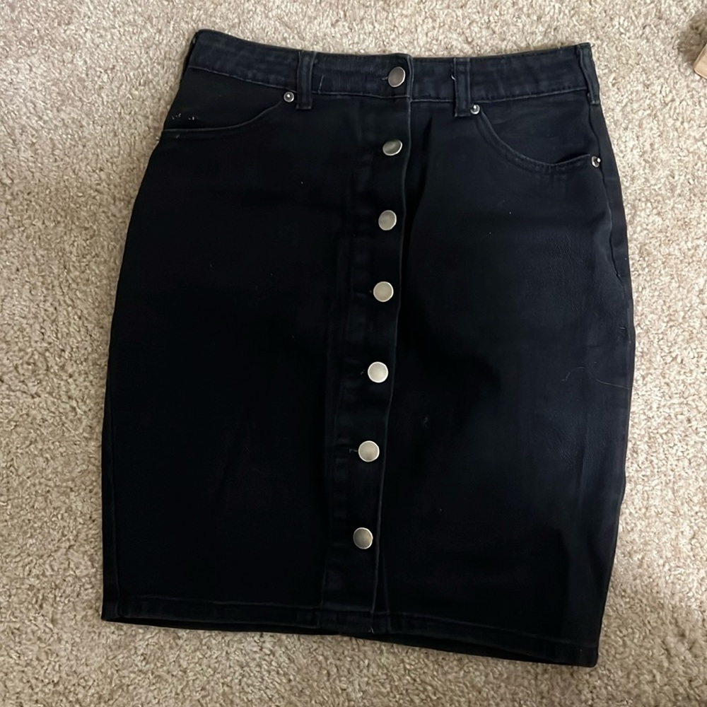 Black denim skirt